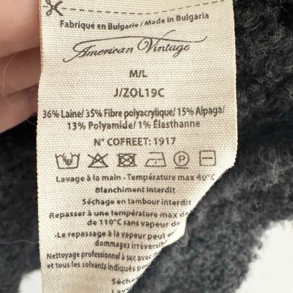 American Vintage Oversize Cardigan in dark grey, size M/L - Picture 3 of 8